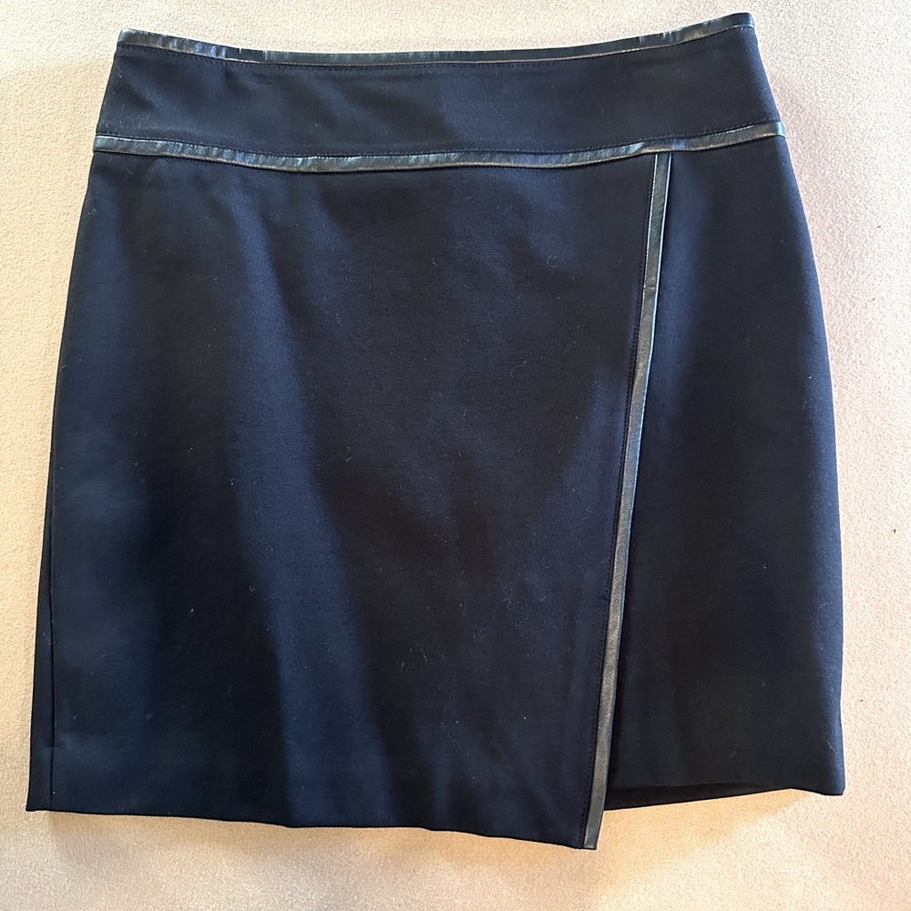 Black leather trimmed skirt White House Black Market